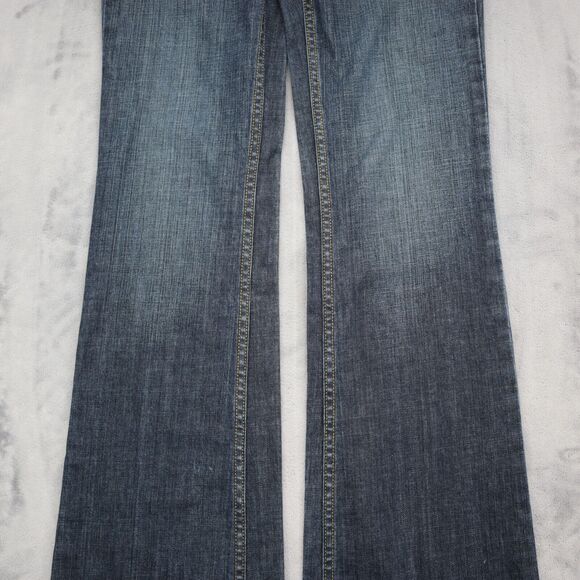 Banana Republic Pants Womens 0 Blue Flare Low Stretch Zip Dark Wash Denim Jeans - Picture 12 of 16